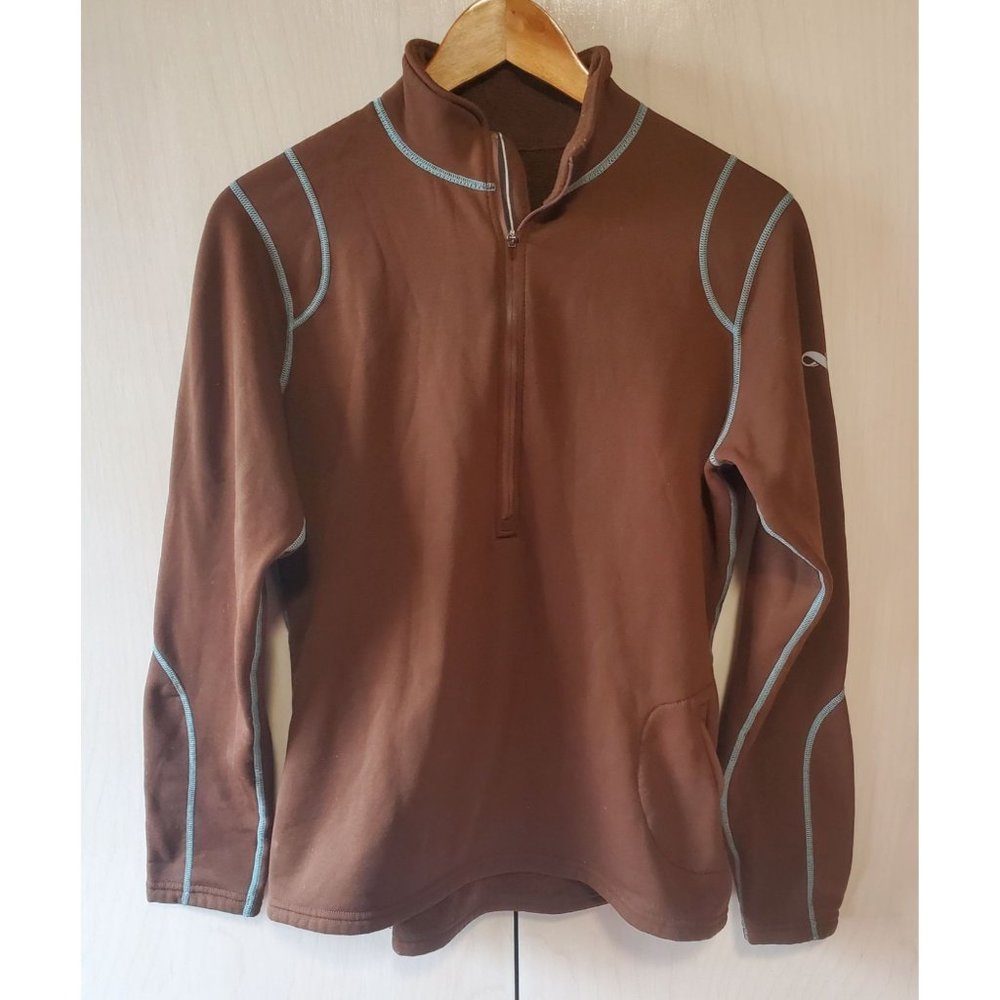 REI Woman's 1/4 Zip Performance Fleece Top Brown Size Large